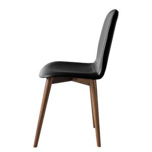 Gestoffeerde stoelen Warka V (set van 2) echt leer - Walnoot - Zwart