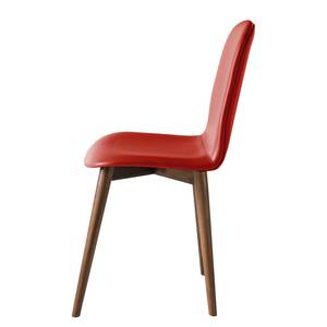 Gestoffeerde stoelen Warka V (set van 2) echt leer - Walnoot - Rood