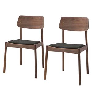 Eetkamerstoelen Oreana (set van 2) vilt - Walnoothoutkleurig/zwart