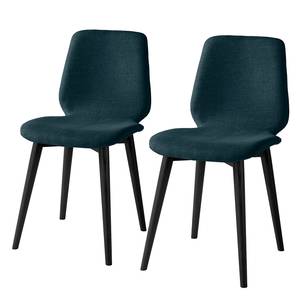 Gestoffeerde stoelen Wilga II (set van2) geweven stof - Eik - Jeansblauw