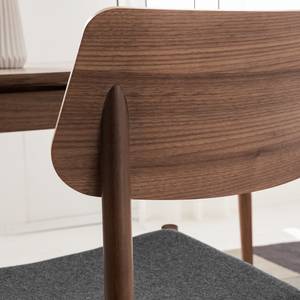 Eetkamerstoelen Oreana (set van 2) vilt - Walnoothout/Donkergrijs