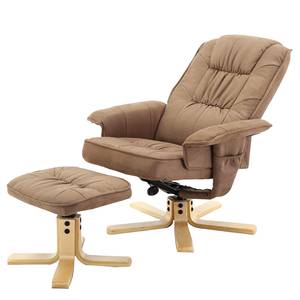 Relaxfauteuil Canillo met hocker antiek leren look - Congogrijs - Nougatkleurig