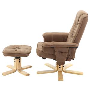 Relaxfauteuil Canillo met hocker antiek leren look - Congogrijs - Nougatkleurig