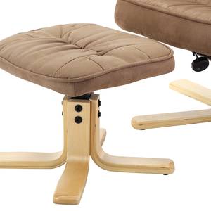 Relaxfauteuil Canillo met hocker antiek leren look - Congogrijs - Nougatkleurig