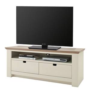 Tv-kast Maquili deels massief grenenhout - wit grenenhout/taupe grenenhout