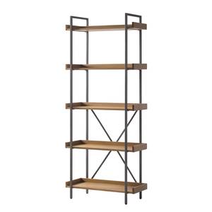 Bibliothèque DHARAI - largeur 80 cm Placage en bois véritable / Métal - Chêne / Argenté