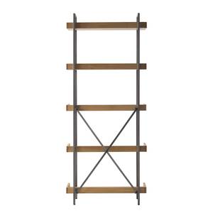 Bibliothèque DHARAI - largeur 80 cm Placage en bois véritable / Métal - Chêne / Argenté