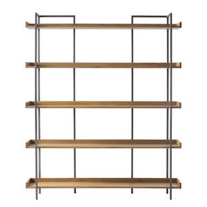 Bibliothèque DHARAI - largeur 160 cm Placage en bois véritable / Métal - Chêne / Argenté