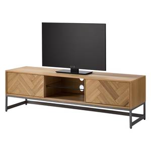 Meuble TV DHARAI Placage en bois véritable / Métal - Chêne / Argenté
