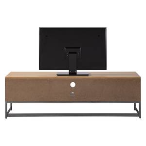 Tv-meubel DHARAI fineer van echt hout/metaal - eikenhout/zilverkleurig