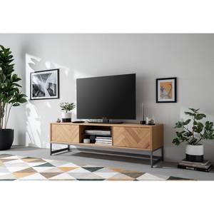 Meuble TV DHARAI Placage en bois véritable / Métal - Chêne / Argenté