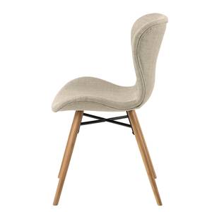 Gestoffeerde stoel Livaras geweven stof/massief beukenhout - Geweven stof Radis: Crèmekleurig - 2-delige set