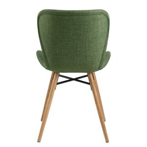 Chaises capitonnées Livaras Tissu / Hêtre massif - Tissu Radis: Vert olive - Lot de 2