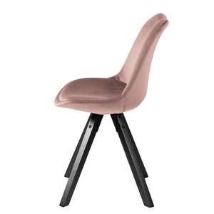 Chaises capitonnées Aledas IV Velours / Caoutchouc massif - Vieux rose / Noir - Rose vieilli - Noir - Lot de 2