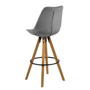 Chaises de bar Aledas III Velours / Caoutchouc massif - Gris / Caoutchouc - Gris / Beige - Lot de 2