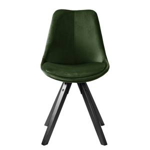 Sedia imbottita Aledas IV Velluto / Massello dell’albero della gomma - Verde scuro - Nero - Set da 2