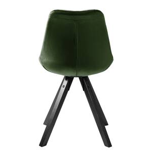 Gestoffeerde stoel Aledas IV (pootkleur) fluweel/massief rubberboomhout - donkergroen / zwart - Donkergroen - Zwart - 2-delige set
