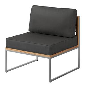 Loungefauteuil TEAKLINE geweven stof/massief teakhout - Antraciet