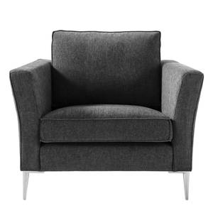 Fauteuil Mirabela structuurstof - Gemêleerd zwart - Gemêleerd zwart