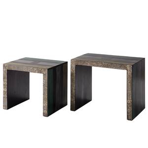 Tables d’appoint Goa III (lot de 2) Partiellement en manguier massif - Manguier marron foncé