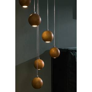 Suspension LED Wookie Chêne massif / Fer - 7 ampoules