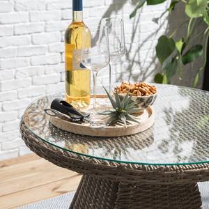 Gartentisch Villebon II Sicherheitsglas / Polyrattan - Braun