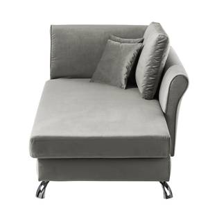 Chaise longue Habay microvezel - Platina - Armleuning vooraanzicht links