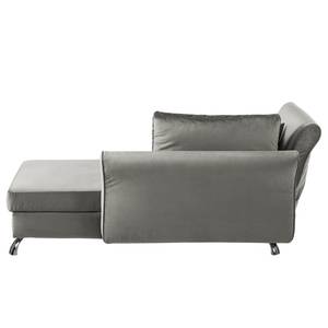 Chaise longue Habay microvezel - Platina - Armleuning vooraanzicht links