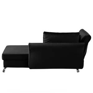 Chaise longue Habay microvezel - Zwart - Armleuning vooraanzicht links