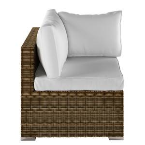 Loungeecke Joye Webstoff / Polyrattan - Cremeweiß / Braun