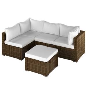 Loungeecke Joye Webstoff / Polyrattan - Cremeweiß / Braun