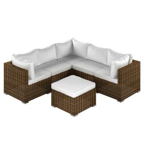 Loungeecke Joye Webstoff / Polyrattan - Cremeweiß / Braun