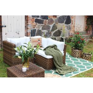 Loungeecke Joye Webstoff / Polyrattan - Cremeweiß / Braun