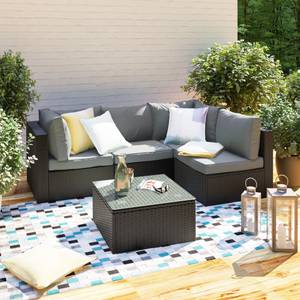 Loungeecke Paradise Lounge Webstoff / Polyrattan - Grau / Anthrazit