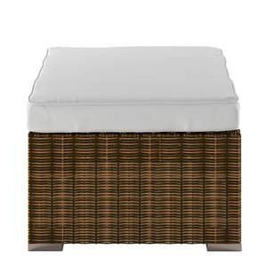 Pouf repose-pieds lounge Joye Tissu / Polyrotin - Blanc crème / Marron