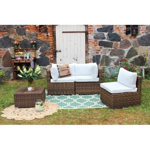 Loungehocker Joye Webstoff / Polyrattan - Cremeweiß / Braun