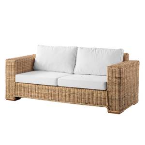 Loungesofa Leval Baumwollstoff / Polyrattan - Cremeweiß / Braun