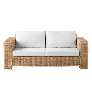 Loungesofa Leval Baumwollstoff / Polyrattan - Cremeweiß / Braun