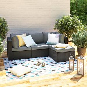 Loungehocker Paradise Lounge Webstoff / Polyrattan - Grau / Anthrazit