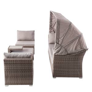 Loungeset Le Vaux (5-delig) geweven stof/polyrotan - beige/grijsbruin