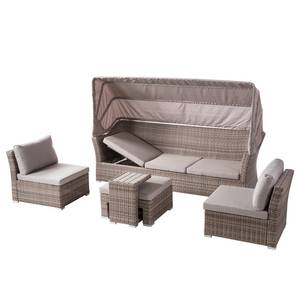 Loungeset Le Vaux (5-teilig) Webstoff / Polyrattan - Beige / Graubraun