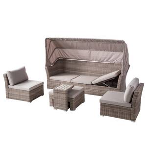 Loungeset Le Vaux (5-delig) geweven stof/polyrotan - beige/grijsbruin