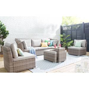 Loungeset Le Vaux (5-delig) geweven stof/polyrotan - beige/grijsbruin