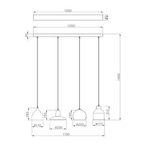 Hanglamp Zeals staal - 4 lichtbronnen