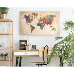 Impression d’art Weltkarte in Farben Multicolore - Bois manufacturé - Papier - 118 x 70 x 2 cm
