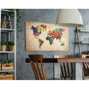 Bild Weltkarte in Farben Multicolor - Holzwerkstoff - Papier - 118 x 70 x 2 cm
