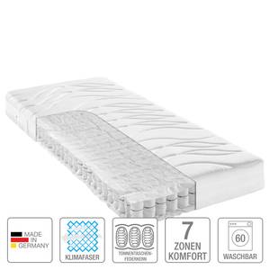 Matelas à ressorts bombés ensachés 7 zon Blanc - Textile - 90 x 22 x 200 cm