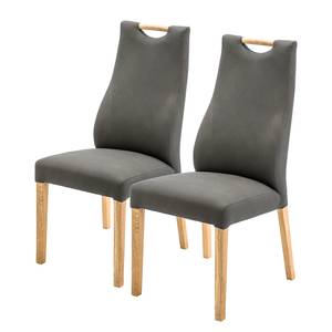 Gestoffeerde stoel Spofford II (2 stuk) microvezel/massief eikenhout - eikenhout - Antraciet