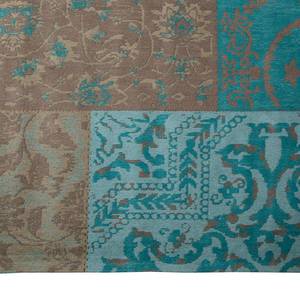 Vintage vloerkleed Milas textielmix - turquoise/lichtbruin - 160 x 240 cm