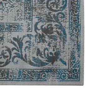 Vintage vloerkleed Divin I textielmix - lichtgrijs/turquoise - 160 x 240 cm